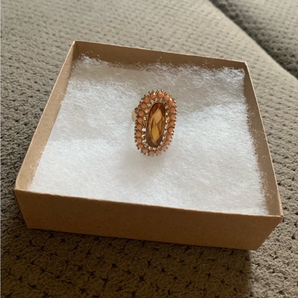 Peach and Gold Costume Jewelry Ring
